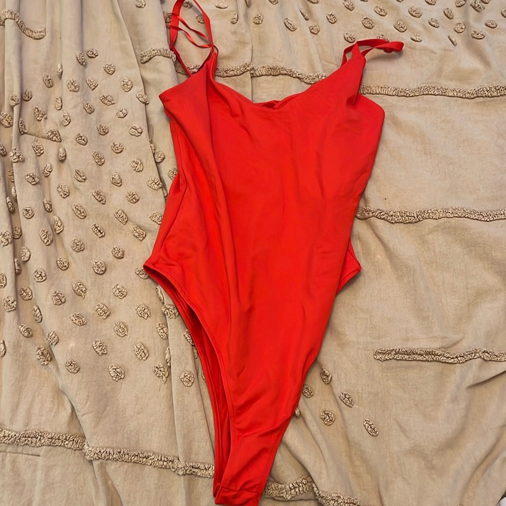 Red Zara V-Neck Bodysuit